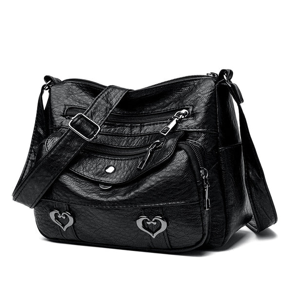 Bolso Bandolera de Cuero Texturizado Retro Gran Capacidad - Image 3