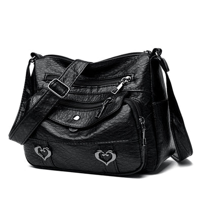 Bolso Bandolera de Cuero Texturizado Retro Gran Capacidad - Image 3