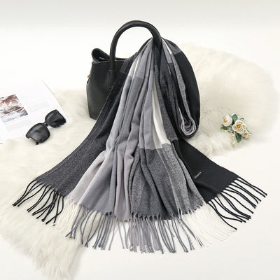 Bufanda de Invierno Bicolor en Cashmere Suave y Cálida - Image 8