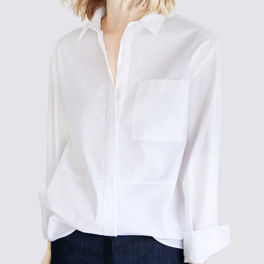 Camisa Blanca Suelta de Corte Profesional para Mujer - Image 9