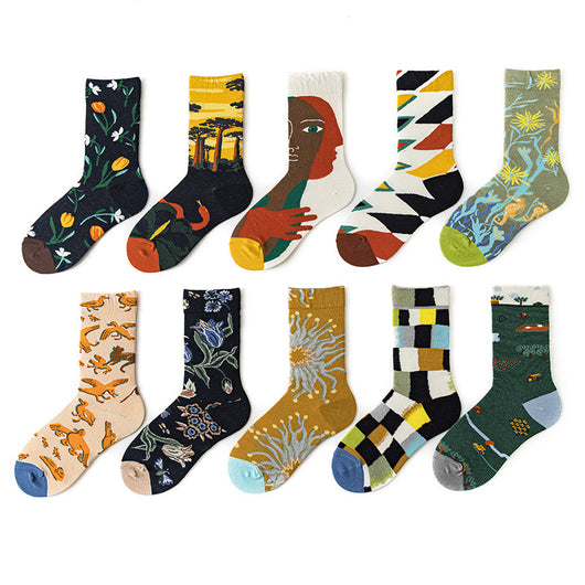 Calcetines Retro para Hombre de Algodón Premium
