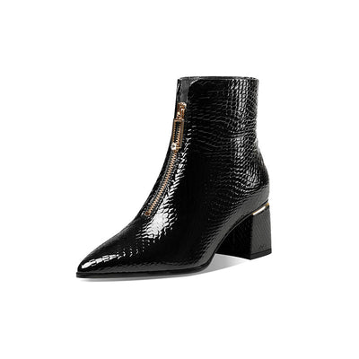 Botas de Cuero para Mujer con Tacón Grueso y Punta Afilada - Image 4