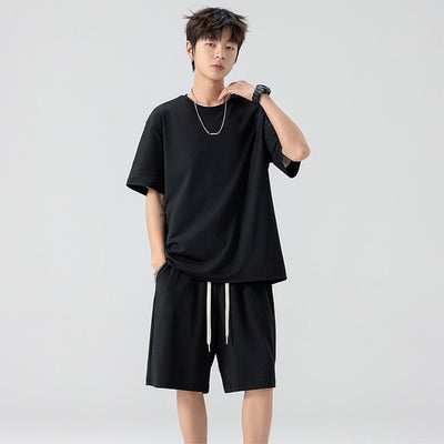 Conjunto de Pantalón y Camiseta Ice Silk para Hombre - Color Sólido - Image 7