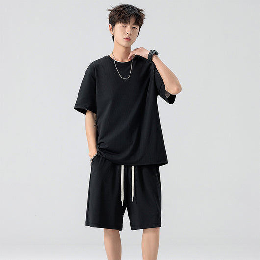 Conjunto de Pantalón y Camiseta Ice Silk para Hombre - Color Sólido - Image 7