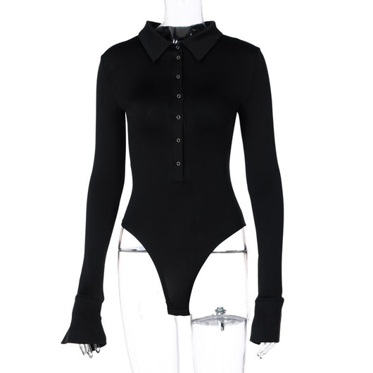 Body Ajustado Elegante con Solapa y Botones para Mujer - Image 12