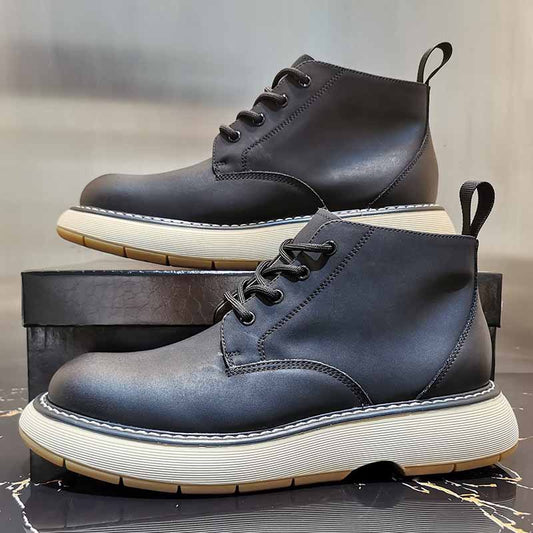 Botas de Cuero Nobuk con Punta Redonda - Calzado Premium de Altura - Image 2