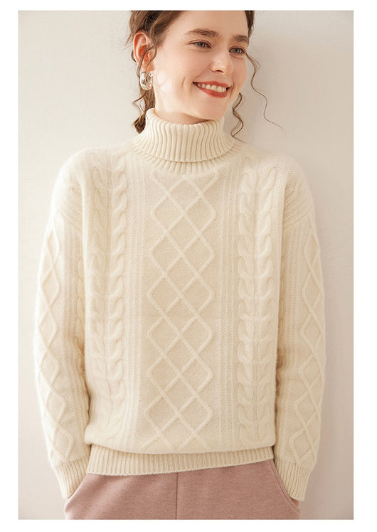 Suéter Cashmere Suelto con Cuello Alto - Tejido Grueso de Tres Capas - Image 16