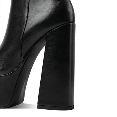 Botas Tobilleras de Tacón Grueso para Mujer Talla Grande - Image 4
