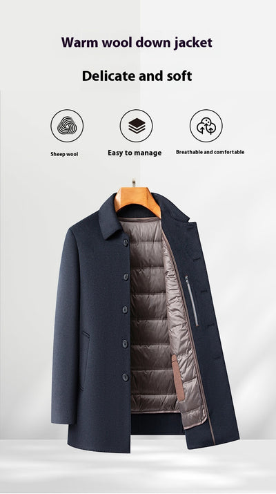 Abrigo de Lana Reversible con Solapa para Hombre Maduro - Image 14