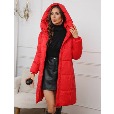 Abrigo Acolchado Largo con Capucha para Mujer - Image 14