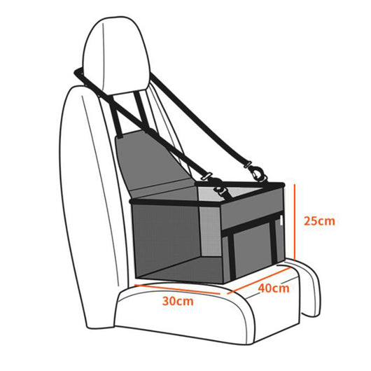 Brown and white patterned pet car seat with black trim and handles, designed for comfortable and secure pet travel. - Image 5