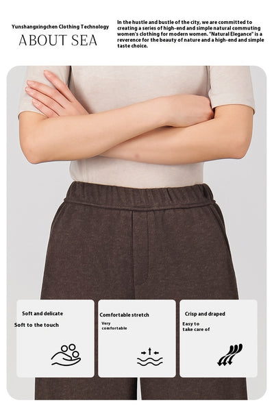 Pantalones de Lana Rectos Térmicos Talle Alto Slim Otoño Invierno - Image 22