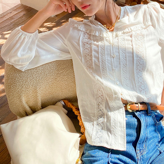Blusa Francesa Clásica de Manga Larga Delgada para Mujer - Image 5