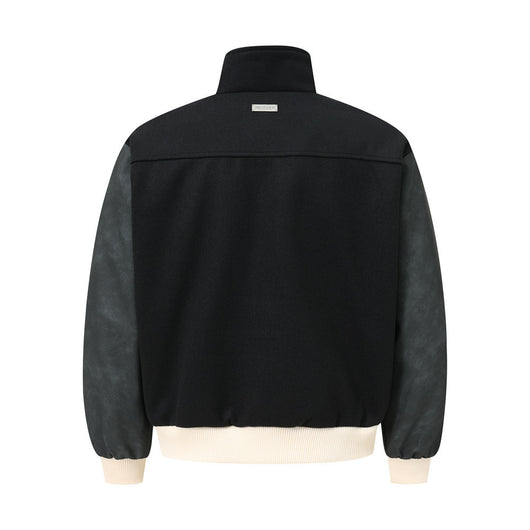Chaqueta Deportiva Beisbolera Hombre con Contraste de Piel PU - Image 14