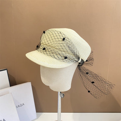 Sombrero Tejido de Paja Azul Marino para Primavera y Verano - Image 7