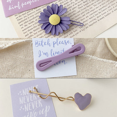 Pinza Lateral para Cabello con Flor Púrpura y Corazón - Image 21