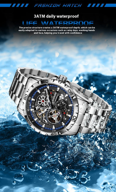 Reloj Automático Mecánico para Hombre con Esfera Luminosa Calada Doble Cara - Image 11