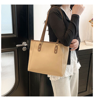Bolsa Tote Retro Bicolor de Gran Capacidad - Estilo y Funcionalidad - Image 20
