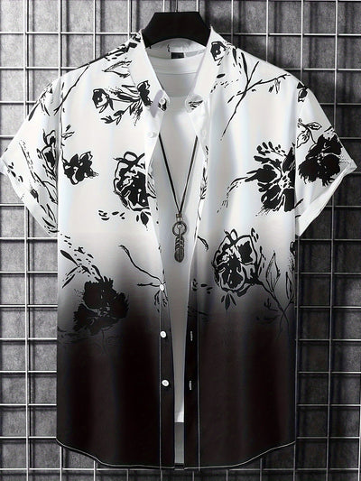 Camisa Manga Corta Hombre Estampado Floral 3D - Image 17