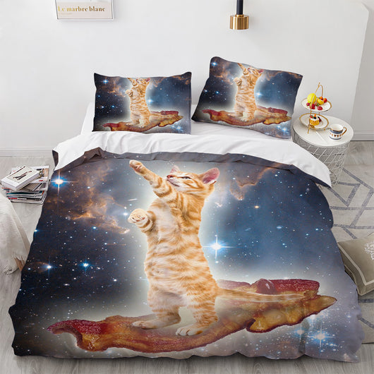 Juego de Cama Blanco con Diseño de Gato Adorable para Dormitorio de Chicas - Image 7