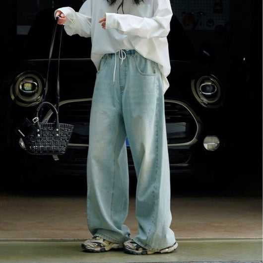 Pantalones Casuales Sueltos Azul Claro para Mujer - Corte Relajado y Cómodo