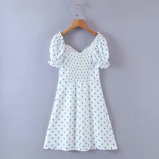 Vestido Playero Retro con Cuello Cuadrado y Mangas Abullonadas - Image 3