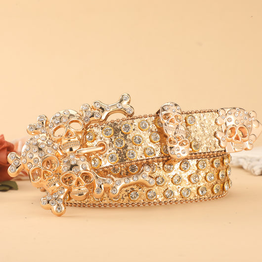 Cinturón Calavera con Incrustaciones de Diamantes y Pedrería - Image 4
