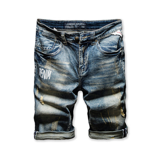 Pantalones Cortos Denim Rotos Hombre Estilo Coreano Cintura Recta - Image 7