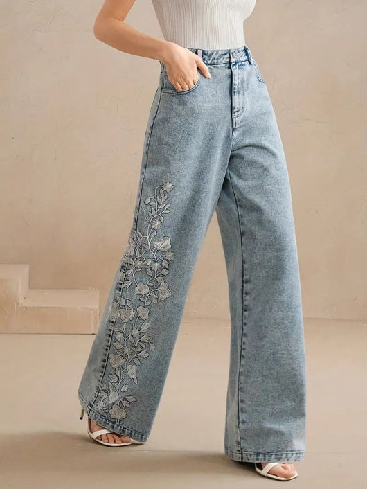 Pantalones Vaqueros Stretch Bordados para Talla Grande - Image 10