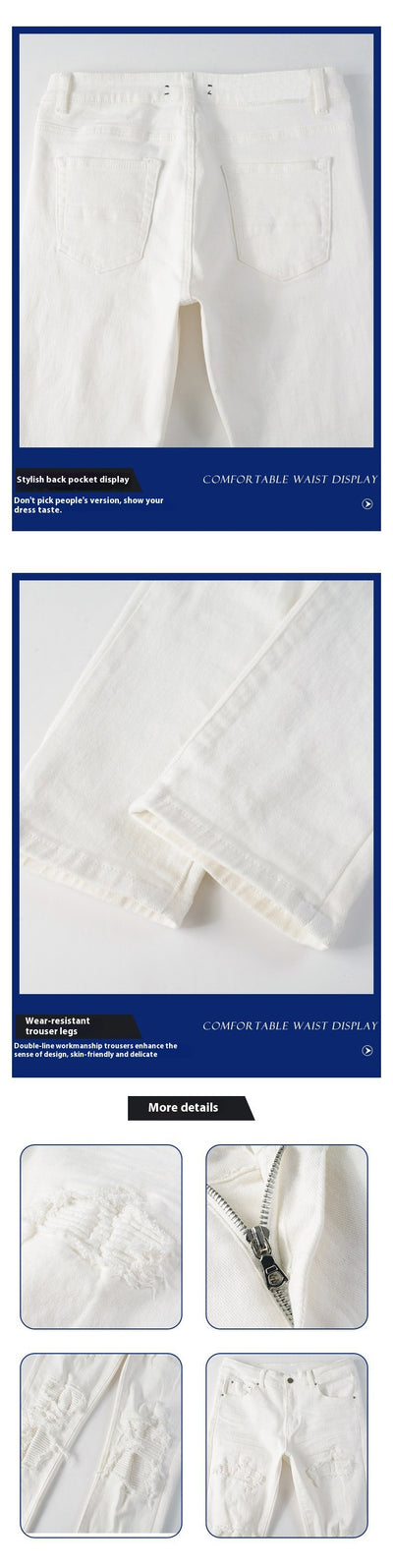 Jeans Slim Fit con Parches Rotos y Cintura Elástica para Hombre - Image 10