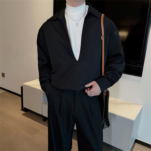Camisa Elegante de Escote Profundo y Manga Larga para Hombre - Image 4