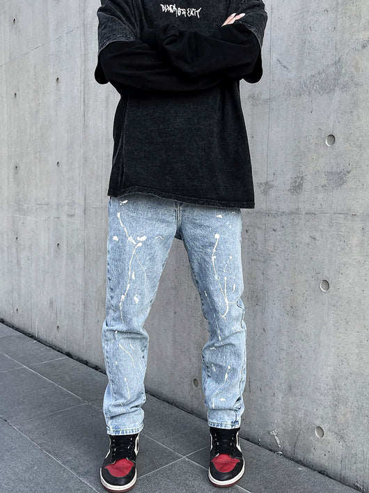 Jeans Rectos con Detalles Salpicados - Image 10