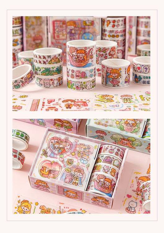 Set de Stickers Adhesivos Infantiles con Diseños Animados y Cinta Decorativa - Image 19