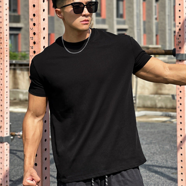 Camiseta Deportiva Suelta de Algodón para Hombre