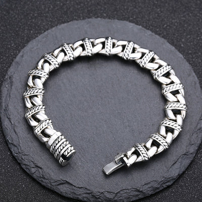 Pulsera de Plata Esterlina con Diseño de Nariz de Cerdo - Estilo Personalidad Grueso - Image 10