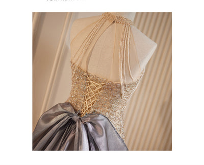 Vestido de Noche Champagne con Detalles de Flecos - Image 6