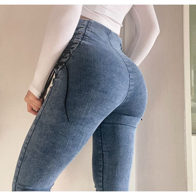 Jeans Mujer con Cintura Controlada y Cordones Cruzados - Image 9