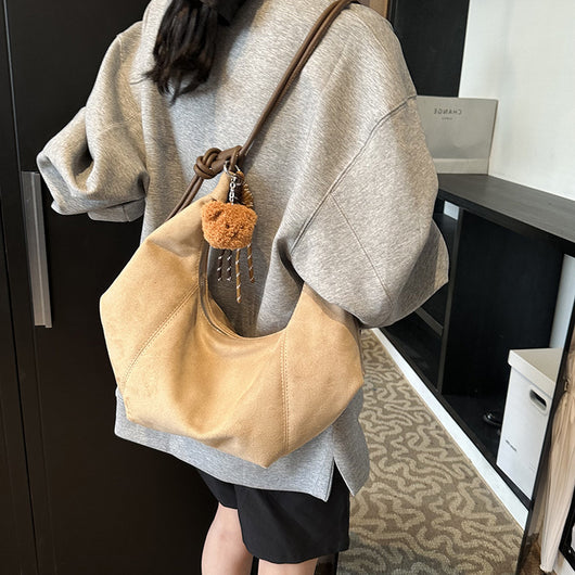 Bolso Bandolera Retro de Gamuza y Forro Polar - Minimalista de Gran Capacidad - Image 6