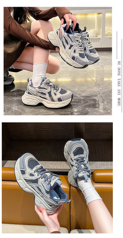 Zapatos Deportivos Mujer Malla Transpirable Base Reforzada Gris - Image 19