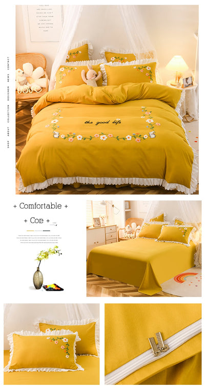 Juego de Cama de 3 Piezas para Cama Individual con Edredón de Volantes - Image 3