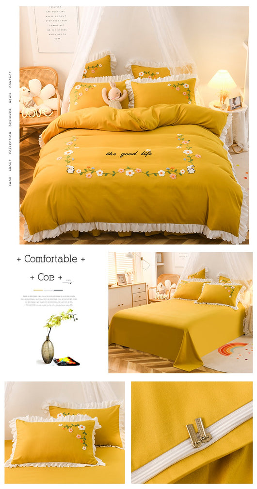 Juego de Cama de 3 Piezas para Cama Individual con Edredón de Volantes - Image 3