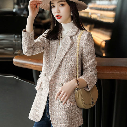 Blazer Corto de Lana a Cuadros para Mujer - Image 6