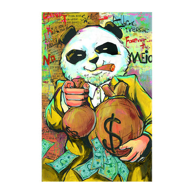 Cuadro Canvas Panda Morado - Arte Divertido con Bolsa de Dinero - Image 6