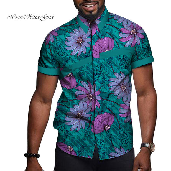 Camiseta Estampada de Manga Corta Africana para Hombre