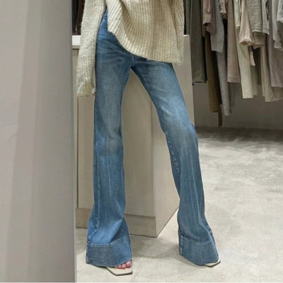 Jeans Acampanados Cintura Alta Diseño Holgado