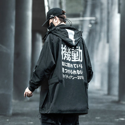 Abrigo Trench Coat Oversize Hip Hop Negro Primavera Otoño Hombre - Image 6