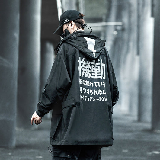Abrigo Trench Coat Oversize Hip Hop Negro Primavera Otoño Hombre - Image 6