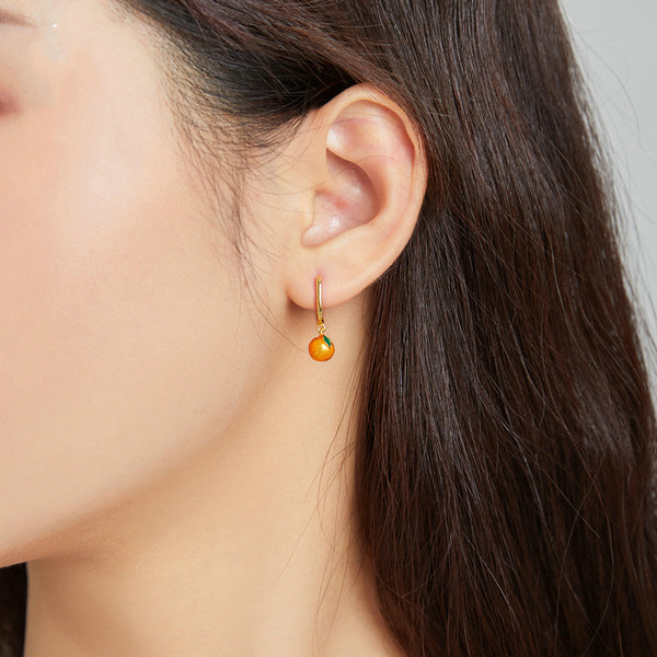 Aros de Plata Esterlina Gota de Aceite Naranja