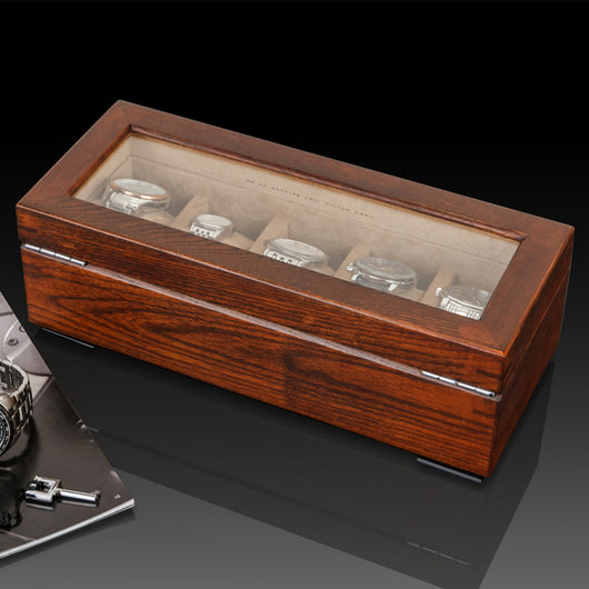 Caja Exhibidora de Relojes Mecánicos en Madera Sólida - 5 Compartimentos - Image 7