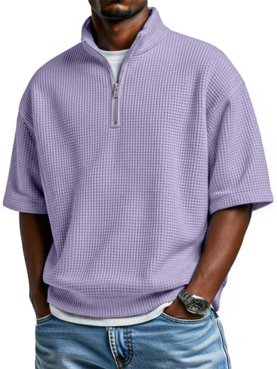 Polo Camiseta Manga Corta Waffle-Knit con Cierre de Medio Zipper para Hombre - Image 15